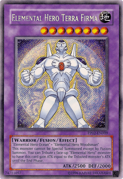Earth, Fusion/Effect Monster, Premium Pack 2, Secret Rare, Unlimited, Warrior Elemental Hero Terra Firma [PP02-EN009] Secret Rare - Trading Card World
