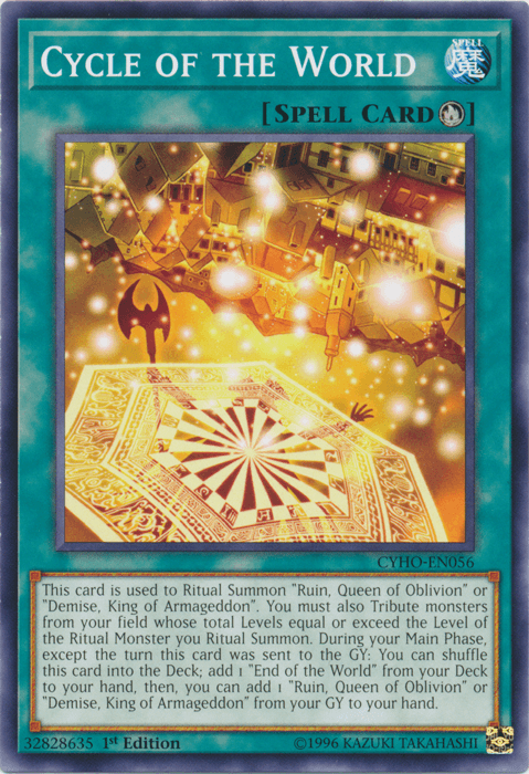 1st Edition, Common, Cybernetic Horizon, Ritual Spell, Spell, Unlimited Cycle of the World [CYHO-EN056] Common - Trading Card World