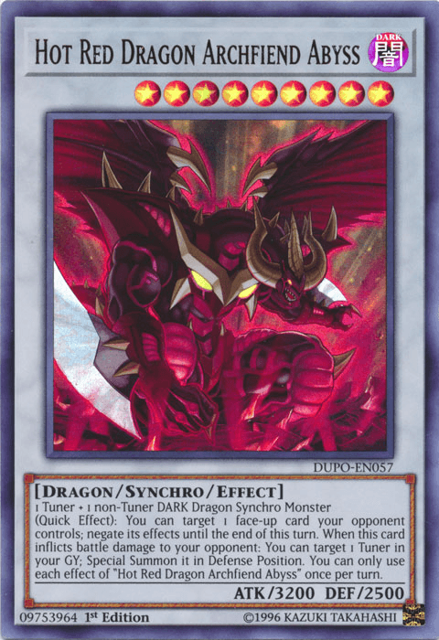 1st Edition, Dark, Dragon, Duel Power, Synchro/Effect Monster, Ultra Rare, Unlimited Hot Red Dragon Archfiend Abyss [DUPO-EN057] Ultra Rare - Trading Card World
