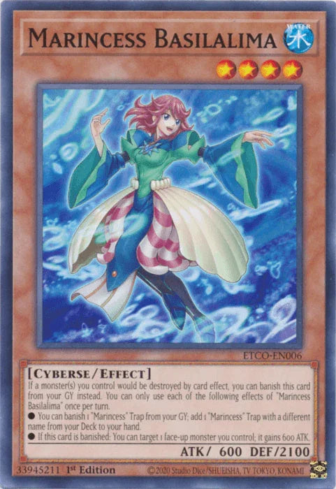 1st Edition, Common, Cyberse, Effect Monster, Eternity Code, Water Marincess Basilalima [ETCO-EN006] Common - Trading Card World