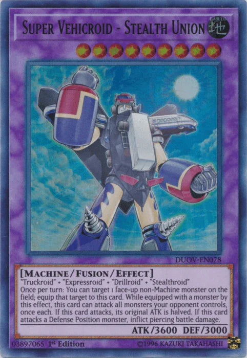 1st Edition, Duel Overload, Earth, Fusion/Effect Monster, Machine, Ultra Rare Super Vehicroid - Stealth Union [DUOV-EN078] Ultra Rare - Trading Card World
