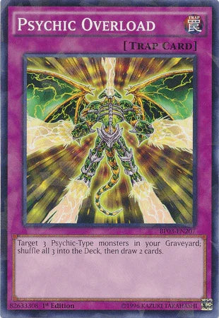 1st Edition, Battle Pack 3: Monster League, Normal Trap, Shatterfoil Rare, Trap Psychic Overload [BP03-EN207] Shatterfoil Rare - Trading Card World