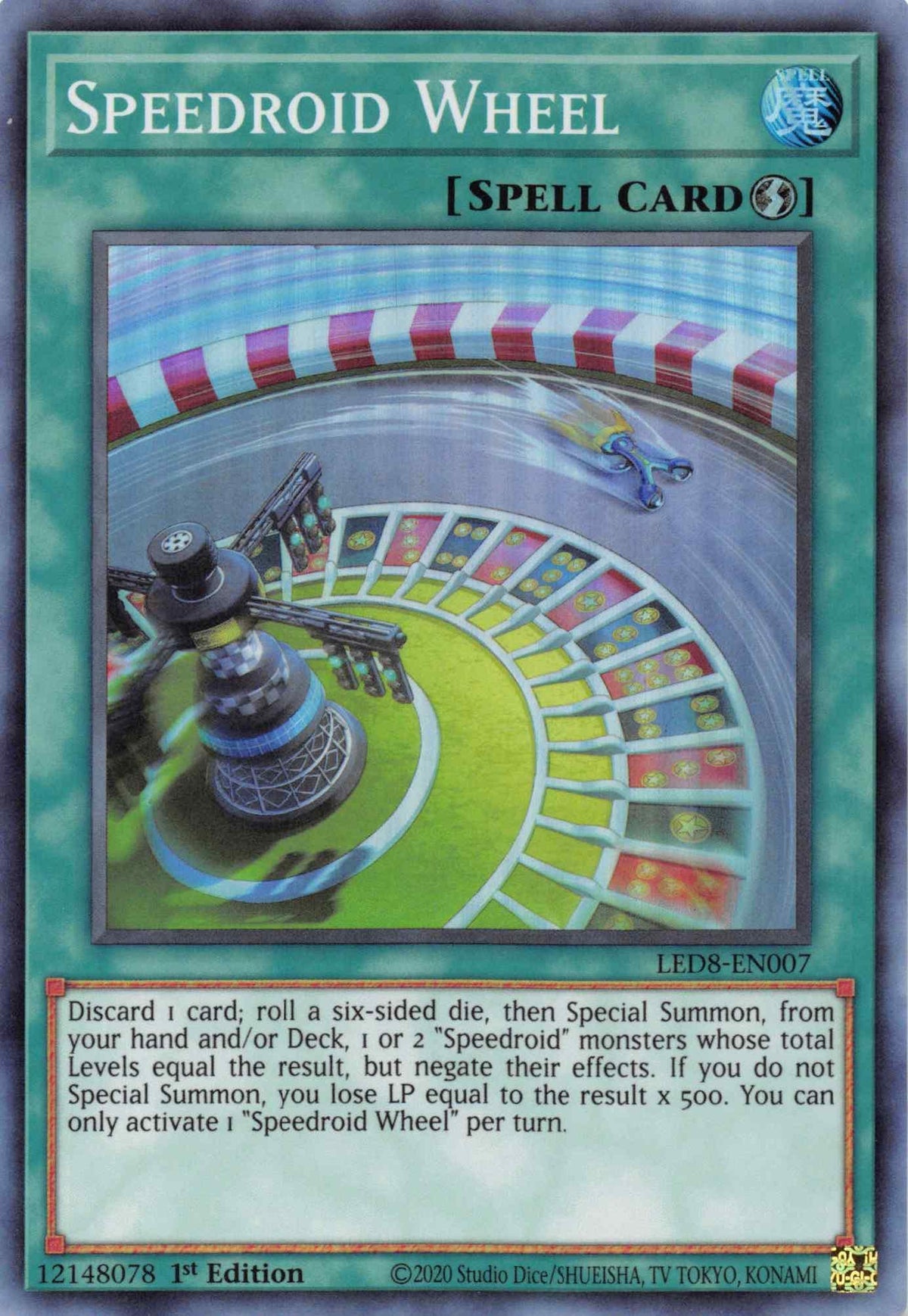 1st Edition, Legendary Duelists: Synchro Storm, Machine, Quick-Play Spell, Super Rare, Wind Speedroid Wheel [LED8-EN007] Super Rare - Trading Card World