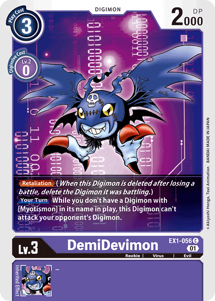 Classic Collection, Common, Digimon, Evil, EX1-056, Purple, Rookie, Virus DemiDevimon [EX1-056] [Classic Collection] - Trading Card World
