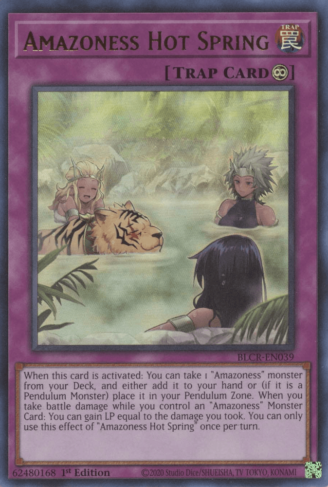 1st Edition, Battles of Legend: Crystal Revenge, Continuous Trap, Trap, Ultra Rare Amazoness Hot Spring [BLCR-EN039] Ultra Rare - Trading Card World