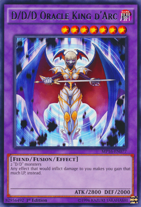 1st Edition, 2016 Mega-Tins Mega Pack, Dark, Fiend, Fusion/Effect Monster, Rare, Unlimited D/D/D Oracle King d'Arc [MP16-EN077] Rare - Trading Card World