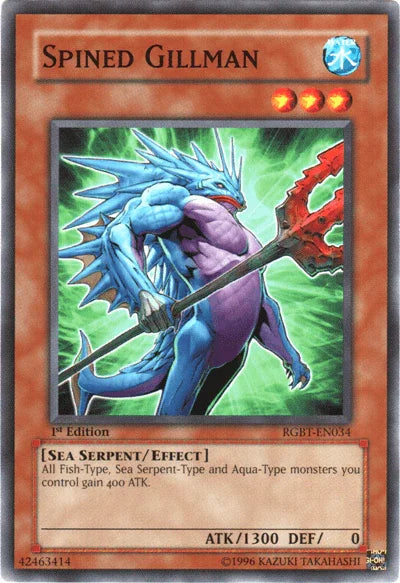 1st Edition, Common, Effect Monster, Raging Battle, Sea Serpent, Unlimited, Water Spined Gillman [RGBT-EN034] Common - Trading Card World