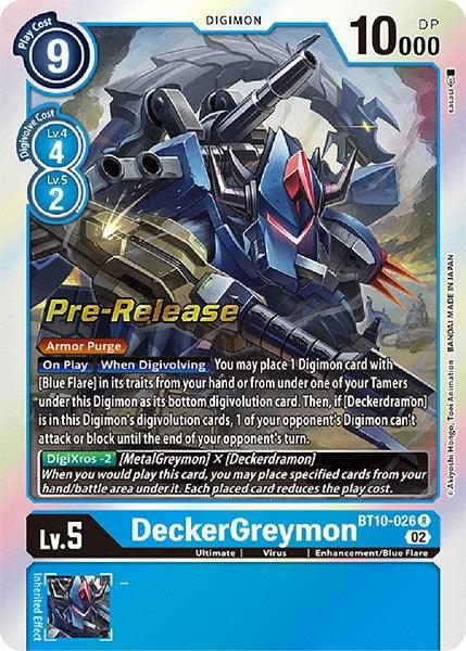 Blue, BT10-026, Digimon, Enhancement/Blue Flare, Rare, Ultimate, Virus, Xros Encounter Pre-Release Cards DeckerGreymon [BT10-026] [Xros Encounter Pre-Release Cards] - Trading Card World