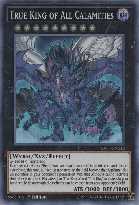 1st Edition, Dark, Mystic Fighters, Super Rare, Wyrm, Xyz/Effect Monster True King of All Calamities [MYFI-EN049] Super Rare - Trading Card World