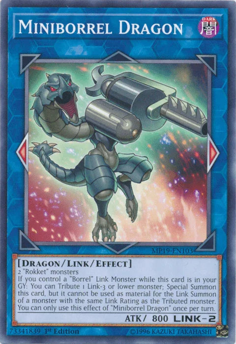 1st Edition, 2019 Gold Sarcophagus Tin Mega Pack, Common, Dark, Dragon, Link/Effect Monster, Unlimited Miniborrel Dragon [MP19-EN103] Common - Trading Card World