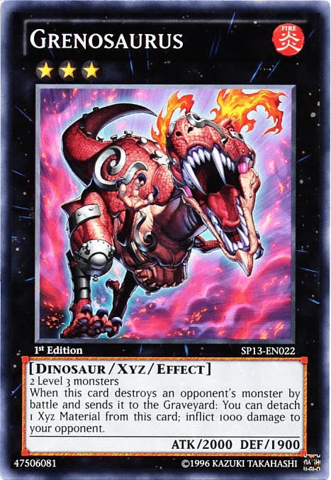 1st Edition, Common, Dinosaur, Fire, Star Pack 2013, Unlimited, Xyz/Effect Monster Grenosaurus [SP13-EN022] Common - Trading Card World