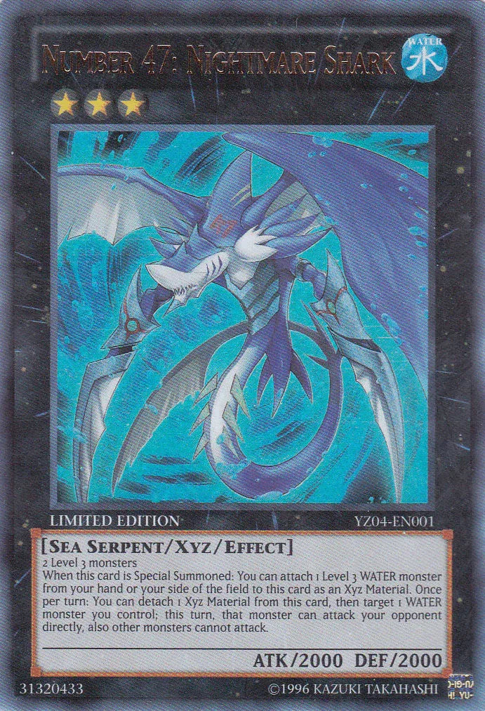 Limited, Sea Serpent, Ultra Rare, Water, Xyz/Effect Monster, ZEXAL Manga Promotional Cards Number 47: Nightmare Shark [YZ04-EN001] Ultra Rare - Trading Card World