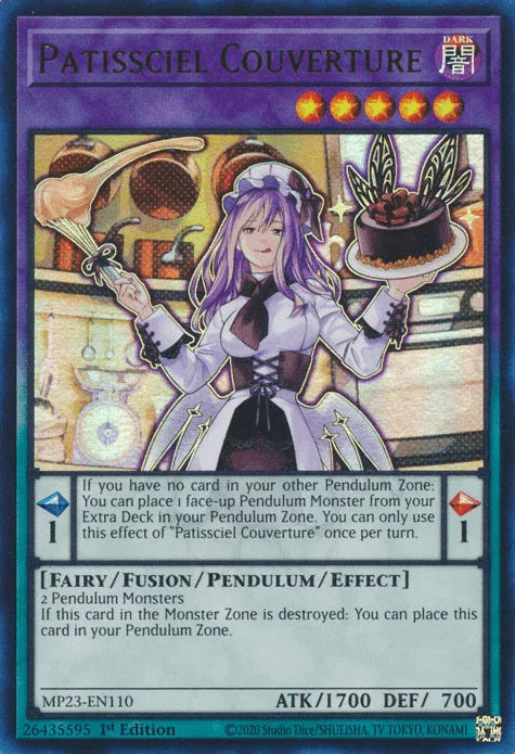 1st Edition, Dark, Dueling Heroes Collectors Tin - Mega Pack (25th Anniversary Edition), Fairy, Fusion/Pendulum/Effect Monster, Ultra Rare Patissciel Couverture [MP23-EN110] Ultra Rare - Trading Card World