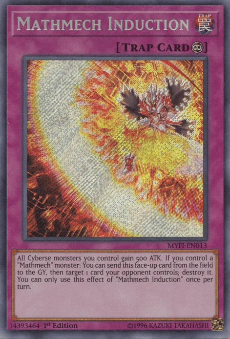 1st Edition, Continuous Trap, Mystic Fighters, Secret Rare, Trap Mathmech Induction [MYFI-EN013] Secret Rare - Trading Card World