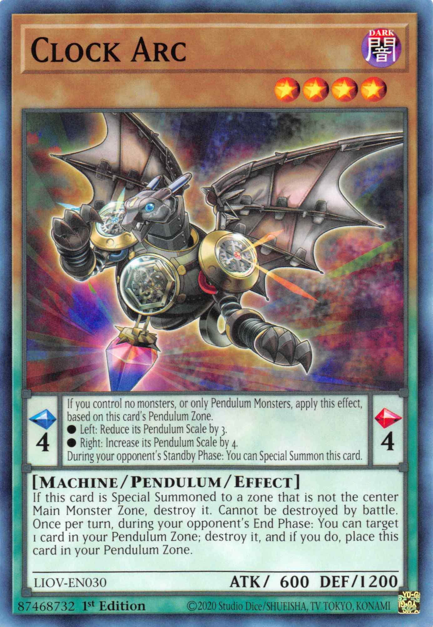 1st Edition, Common, Dark, Lightning Overdrive, Machine, Pendulum/Effect Monster Clock Arc [LIOV-EN030] Common - Trading Card World