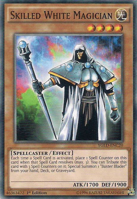 1st Edition, Common, Effect Monster, King of Games: Yugi's Legendary Decks, Light, Spellcaster, Unlimited Skilled White Magician [YGLD-ENC20] Common - Trading Card World