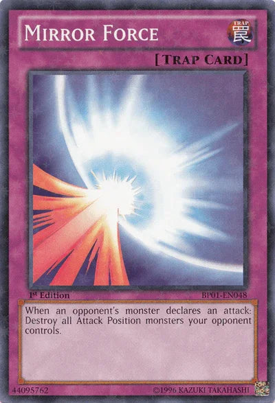 1st Edition, Battle Pack: Epic Dawn, Normal Trap, Starfoil Rare, Trap, Unlimited Mirror Force [BP01-EN048] Starfoil Rare - Trading Card World