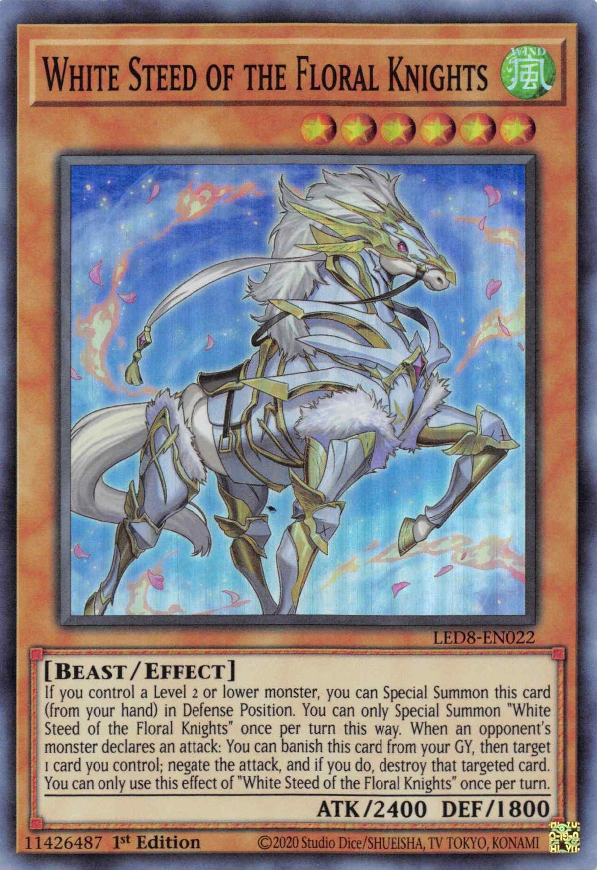 1st Edition, Beast, Effect Monster, Legendary Duelists: Synchro Storm, Super Rare, Wind White Steed of the Floral Knights [LED8-EN022] Super Rare - Trading Card World