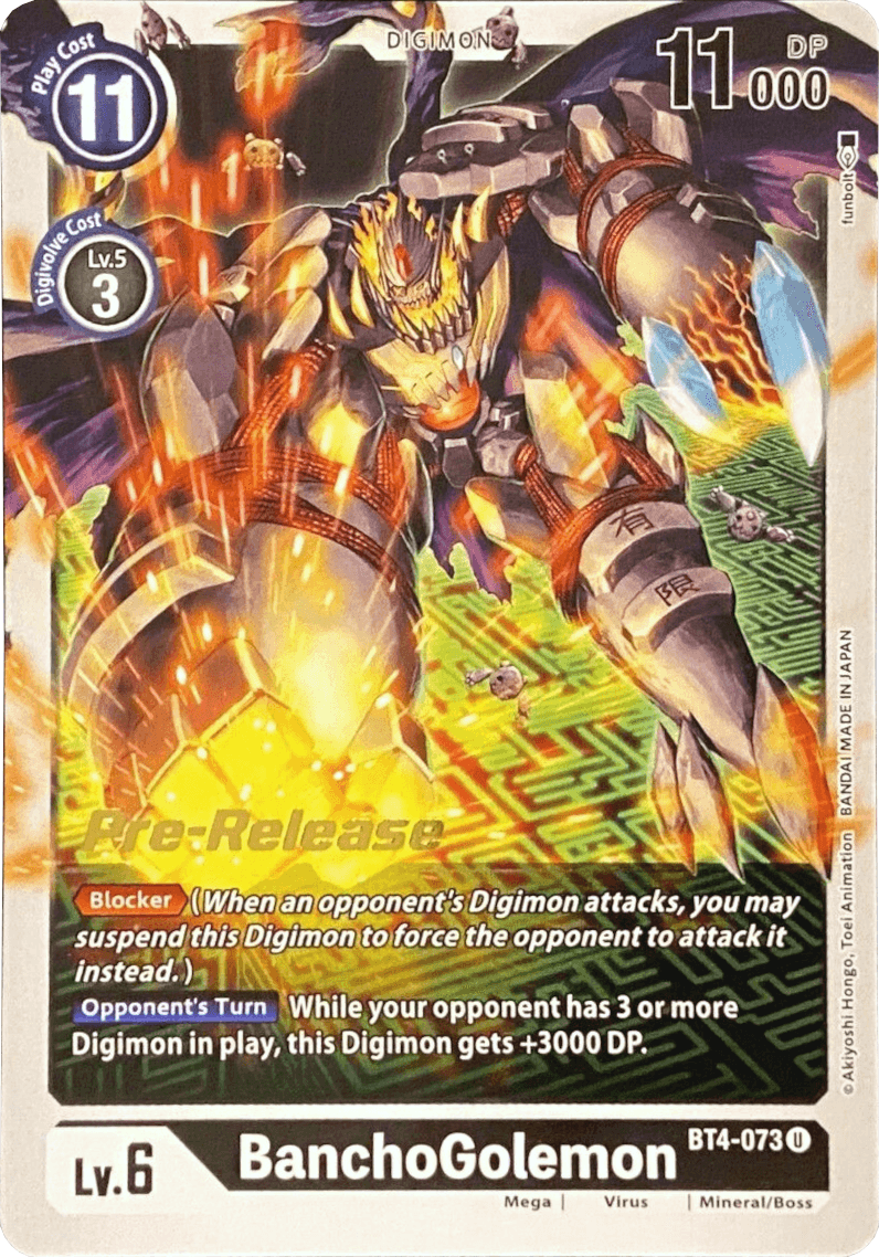 Black, BT4-073, Digimon, Great Legend Pre-Release Promos, Mega, Mineral/Boss, Uncommon, Virus BanchoGolemon [BT4-073] [Great Legend Pre-Release Promos] - Trading Card World