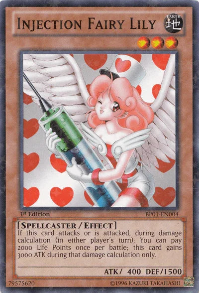 1st Edition, Battle Pack: Epic Dawn, Earth, Effect Monster, Spellcaster, Starfoil Rare, Unlimited Injection Fairy Lily [BP01-EN004] Starfoil Rare - Trading Card World