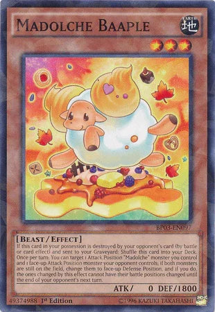 1st Edition, Battle Pack 3: Monster League, Beast, Earth, Effect Monster, Shatterfoil Rare Madolche Baaple [BP03-EN097] Shatterfoil Rare - Trading Card World