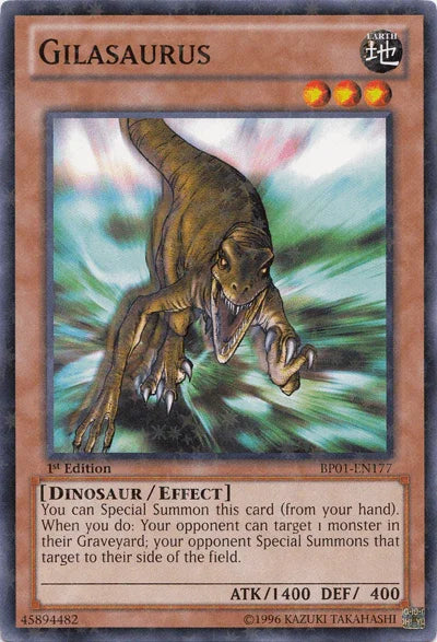 1st Edition, Battle Pack: Epic Dawn, Dinosaur, Earth, Effect Monster, Starfoil Rare, Unlimited Gilasaurus [BP01-EN177] Starfoil Rare - Trading Card World