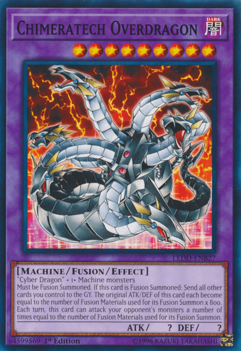 1st Edition, Common, Dark, Fusion/Effect Monster, Legendary Dragon Decks, Machine Chimeratech Overdragon [LEDD-ENB27] Common - Trading Card World