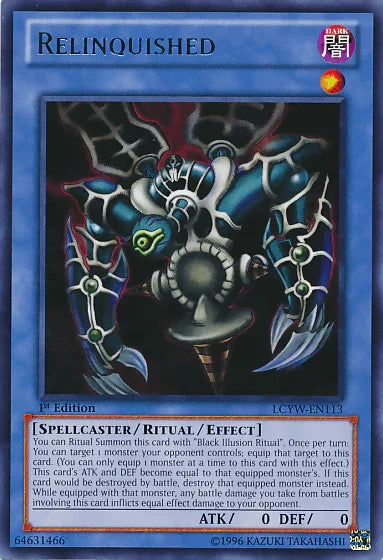 1st Edition, Dark, Legendary Collection 3: Yugi's World, Rare, Ritual/Effect Monster, Spellcaster, Unlimited Relinquished [LCYW-EN113] Rare - Trading Card World