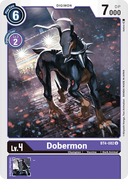 BT4-082, Champion, Dark Animal, Digimon, Great Legend, Purple, Uncommon, Vaccine Dobermon [BT4-082] [Great Legend] - Trading Card World
