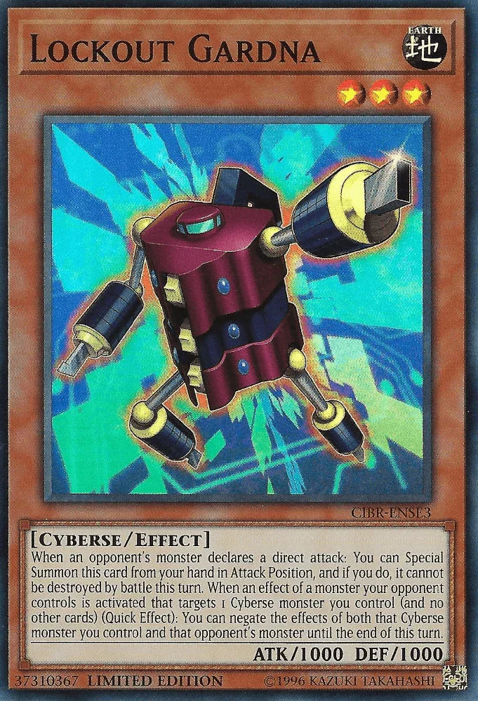 Circuit Break, Cyberse, Earth, Effect Monster, Limited, Super Rare Lockout Gardna [CIBR-ENSE3] Super Rare - Trading Card World