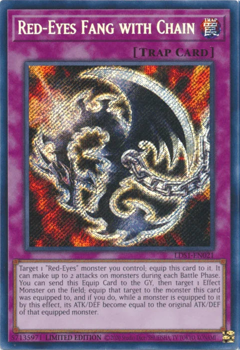 Legendary Duelists: Season 1, Limited, Normal Trap, Secret Rare, Trap Red-Eyes Fang with Chain [LDS1-EN021] Secret Rare - Trading Card World