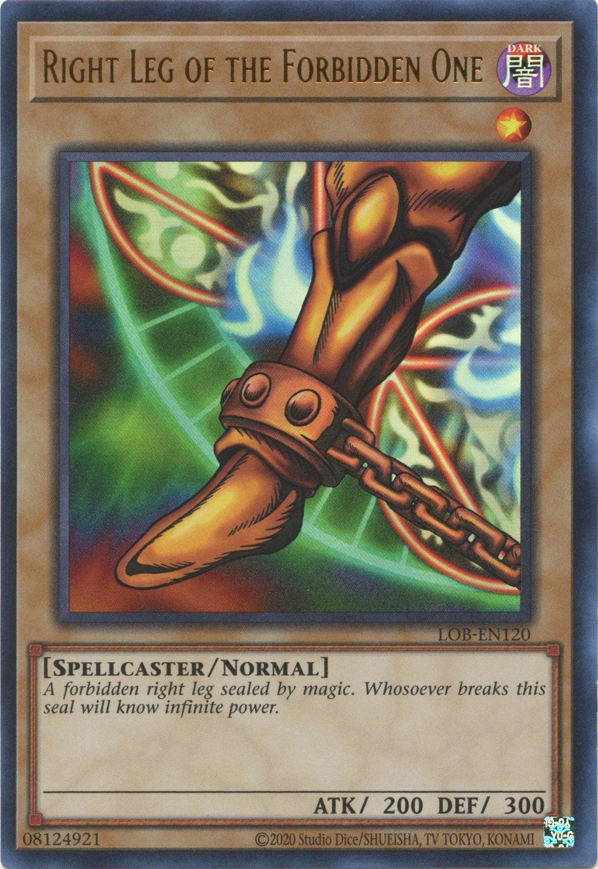 Dark, Legend of Blue Eyes White Dragon (25th Anniversary Edition), Normal Monster, Spellcaster, Ultra Rare, Unlimited Right Leg of the Forbidden One (25th Anniversary) [LOB-EN120] Ultra Rare - Trading Card World