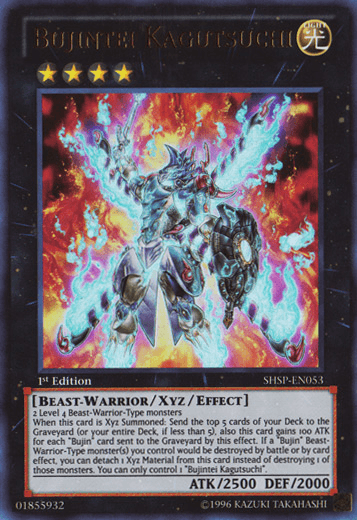 1st Edition, Beast-Warrior, Light, Shadow Specters, Ultra Rare, Unlimited, Xyz/Effect Monster Bujintei Kagutsuchi [SHSP-EN053] Ultra Rare - Trading Card World