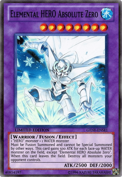 Fusion/Effect Monster, Generation Force: Special Edition, Limited, Super Rare, Warrior, Water Elemental Hero Absolute Zero [GENF-ENSE1] Super Rare - Trading Card World