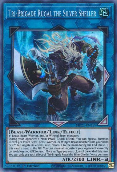 1st Edition, 2021 Tin of Ancient Battles, Beast-Warrior, Earth, Link/Effect Monster, Super Rare Tri-Brigade Rugal the Silver Sheller [MP21-EN197] Super Rare - Trading Card World