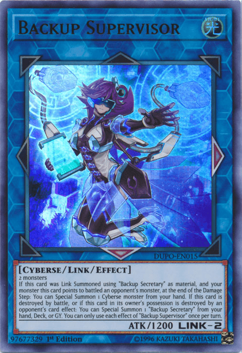 1st Edition, Cyberse, Duel Power, Light, Link/Effect Monster, Ultra Rare, Unlimited Backup Supervisor [DUPO-EN015] Ultra Rare - Trading Card World