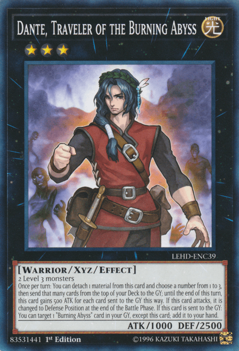 1st Edition, Common, Legendary Hero Decks, Light, Warrior, Xyz/Effect Monster Dante, Traveler of the Burning Abyss [LEHD-ENC39] Common - Trading Card World