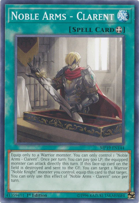 1st Edition, 2019 Gold Sarcophagus Tin Mega Pack, Common, Equip Spell, Spell, Unlimited Noble Arms - Clarent [MP19-EN144] Common - Trading Card World