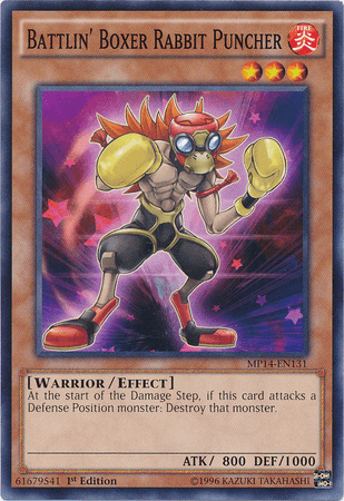1st Edition, 2014 Mega-Tins Mega Pack, Common, Effect Monster, Fire, Warrior Battlin' Boxer Rabbit Puncher [MP14-EN131] Common - Trading Card World