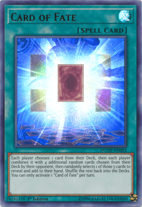 1st Edition, Duel Overload, Normal Spell, Spell, Ultra Rare Card of Fate [DUOV-EN052] Ultra Rare - Trading Card World