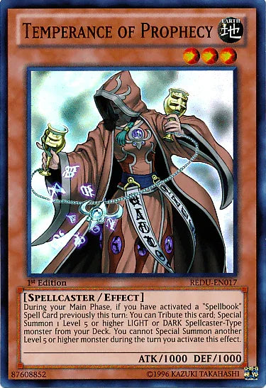 1st Edition, Earth, Effect Monster, Return of the Duelist, Spellcaster, Super Rare, Unlimited Temperance of Prophecy [REDU-EN017] Super Rare - Trading Card World