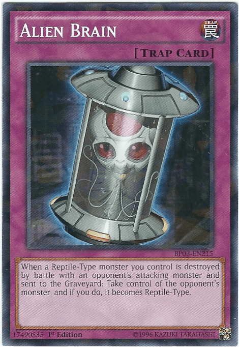 1st Edition, Battle Pack 3: Monster League, Normal Trap, Shatterfoil Rare, Trap Alien Brain [BP03-EN215] Shatterfoil Rare - Trading Card World