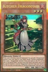 1st Edition, Dragon, Effect Monster, Fire, Gold Rare, Maximum Gold Kitchen Dragonmaid [MAGO-EN022] Gold Rare - Trading Card World