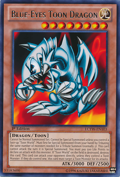 1st Edition, Dragon, Legendary Collection 3: Yugi's World, Light, Rare, Toon Monster, Unlimited Blue-Eyes Toon Dragon [LCYW-EN103] Rare - Trading Card World