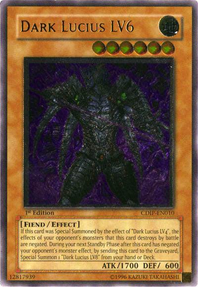 1st Edition, Cyberdark Impact, Earth, Effect Monster, Fiend, Ultimate Rare, Unlimited Dark Lucius LV6 [CDIP-EN010] Ultimate Rare - Trading Card World