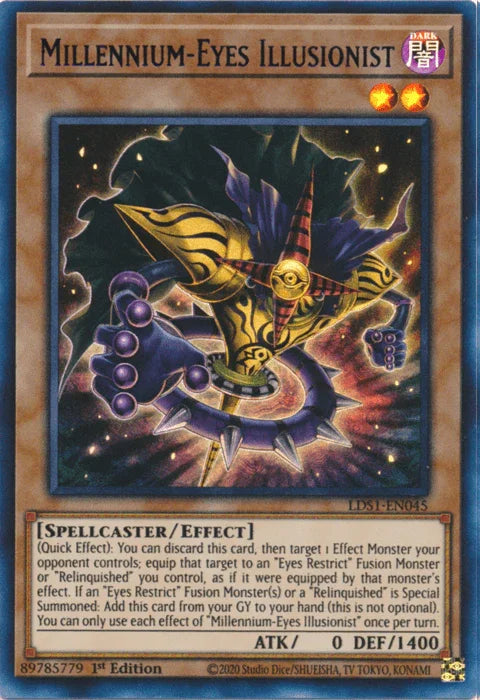 1st Edition, Dark, Effect Monster, Legendary Duelists: Season 1, Spellcaster, Ultra Rare Millennium-Eyes Illusionist (Purple) [LDS1-EN045] Ultra Rare - Trading Card World