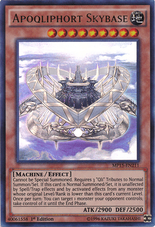 1st Edition, 2015 Mega-Tins Mega Pack, Earth, Effect Monster, Machine, Ultra Rare Apoqliphort Skybase [MP15-EN211] Ultra Rare - Trading Card World