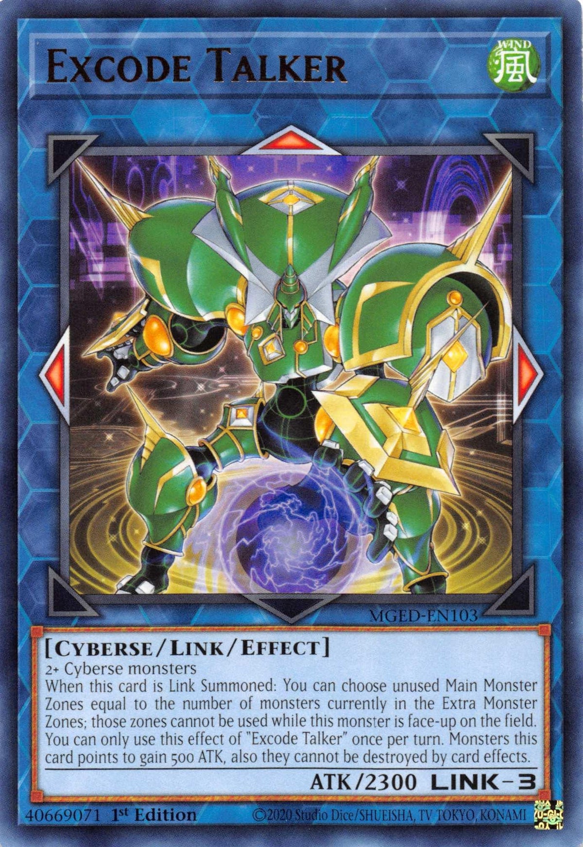 1st Edition, Cyberse, Link/Effect Monster, Maximum Gold: El Dorado, Rare, Wind Excode Talker [MGED-EN103] Rare - Trading Card World