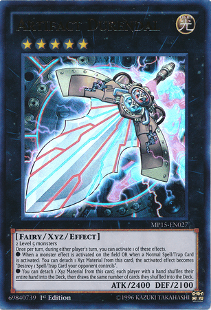 1st Edition, 2015 Mega-Tins Mega Pack, Fairy, Light, Ultra Rare, Xyz/Effect Monster Artifact Durendal [MP15-EN027] Ultra Rare - Trading Card World