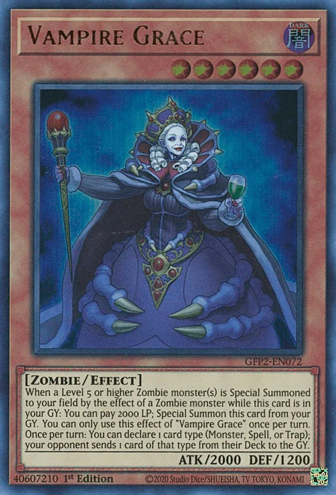 1st Edition, Dark, Effect Monster, Ghosts From the Past: The 2nd Haunting, Ultra Rare, Zombie Vampire Grace [GFP2-EN072] Ultra Rare - Trading Card World